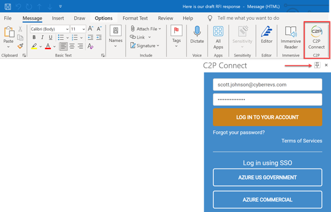 Outlook Add In Sign In C2P Outlook Add-in